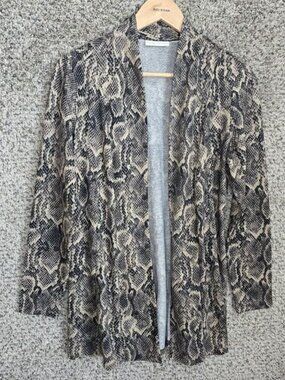 Susan Graver Cardigan Womens Small Brown Animal Print Open Front Casual Ladies